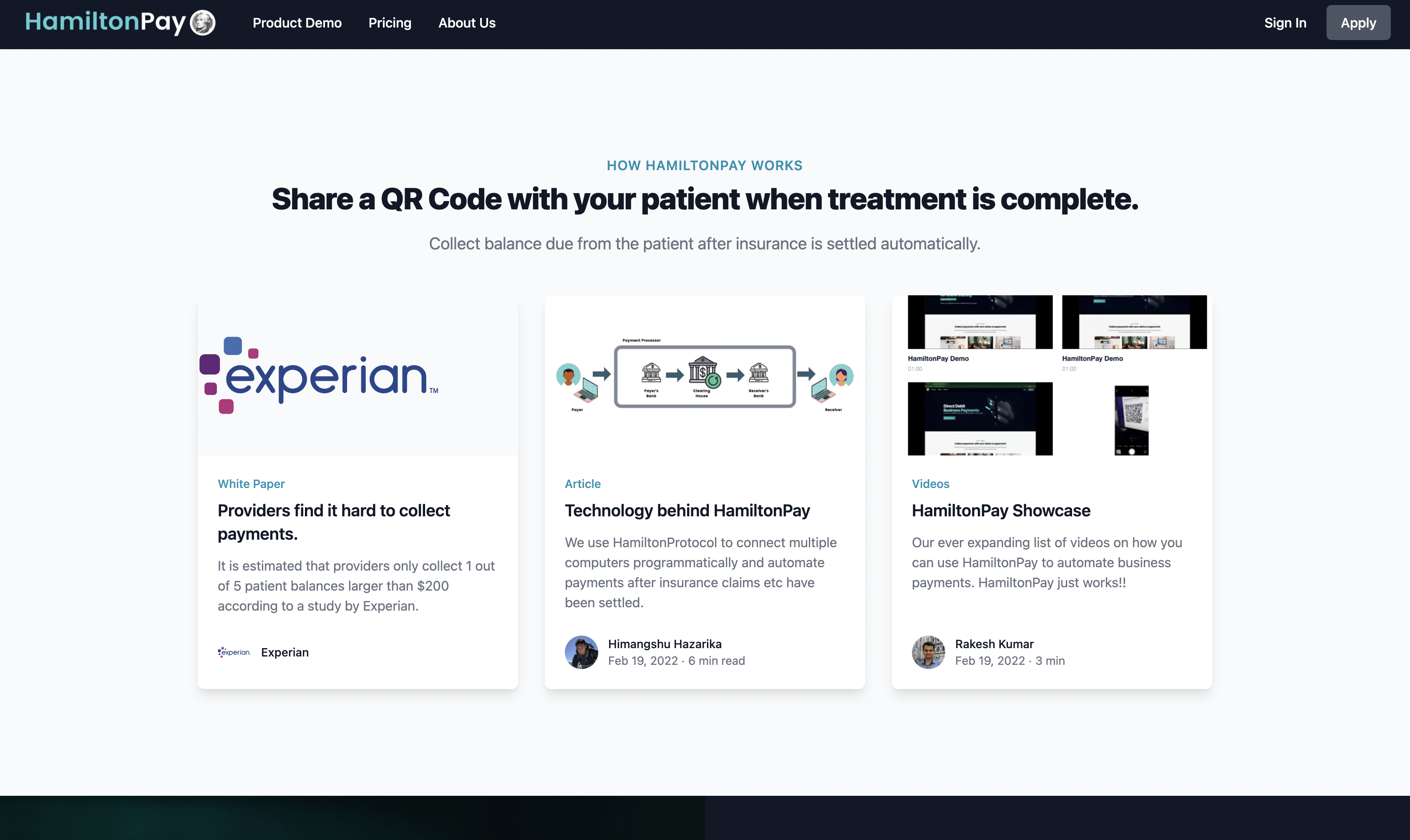 Hamilton Pay — Healthcare · Fintech